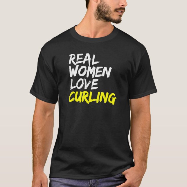 Camiseta Equipe Bávaro de Curling Mulheres Reais Adoram Cur (Frente)