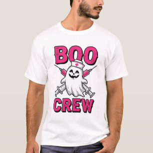 Camiseta Equipe Boo Enfermeira Fantasma Design Vetorial Hal