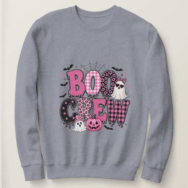 Camiseta Equipe "Boo" rosa e fofa de Halloween (Frente do Design)