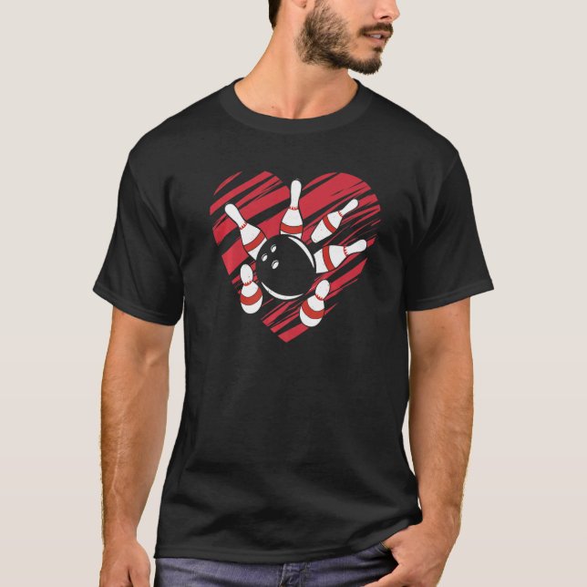 Camiseta Equipe Bowler Coração Correspondente a Boliches Eu (Frente)