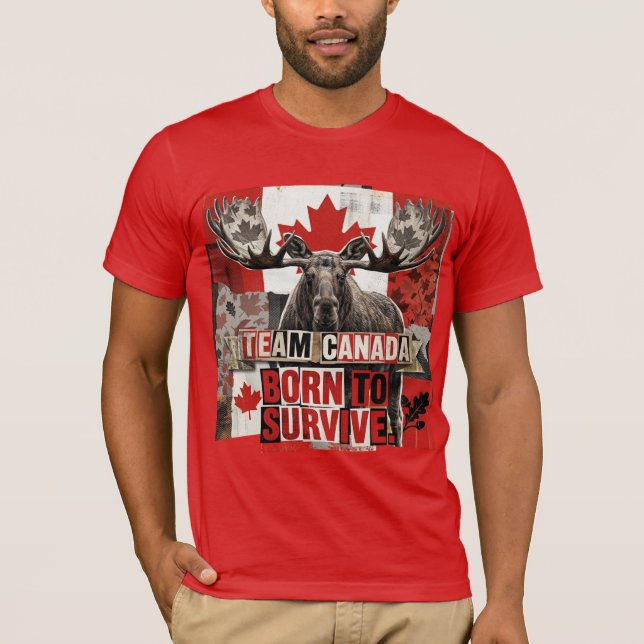Camiseta Equipe Canadá. Nascido para sobreviver. Alce canad (Frente)
