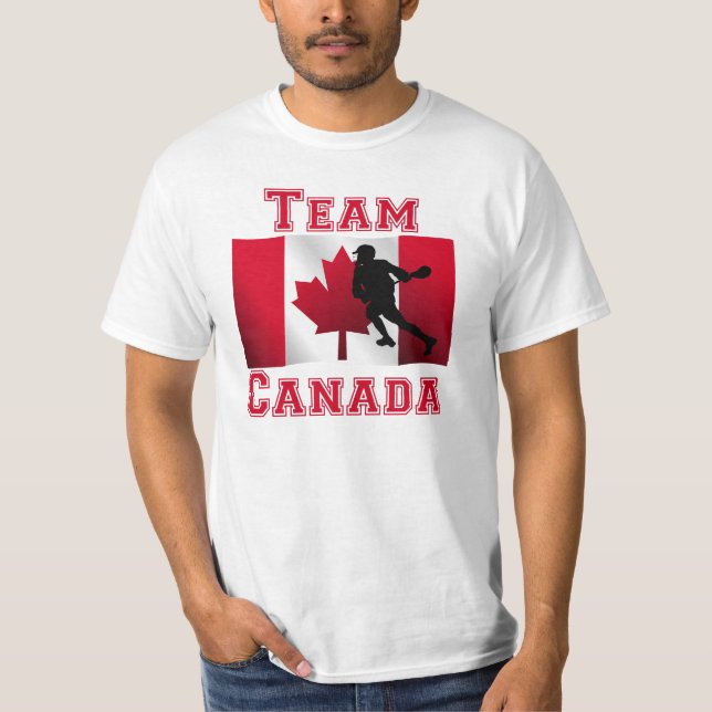 Camiseta Equipe canadense Canadá da bandeira do Lacrosse (Frente)