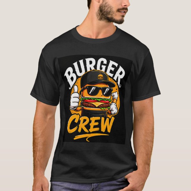 Camiseta  🍔 Equipe Criativa do Restaurante Burger Crew - E (Frente)