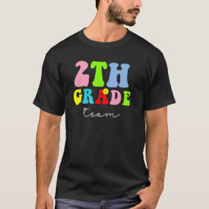 Camiseta Equipe da 2ª Série Retro Groovy Feliz Primeiro Dia
