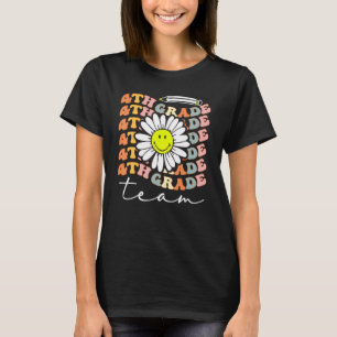 Camiseta Equipe da 4ª Série Retro Groovy Mulheres Feliz Pri