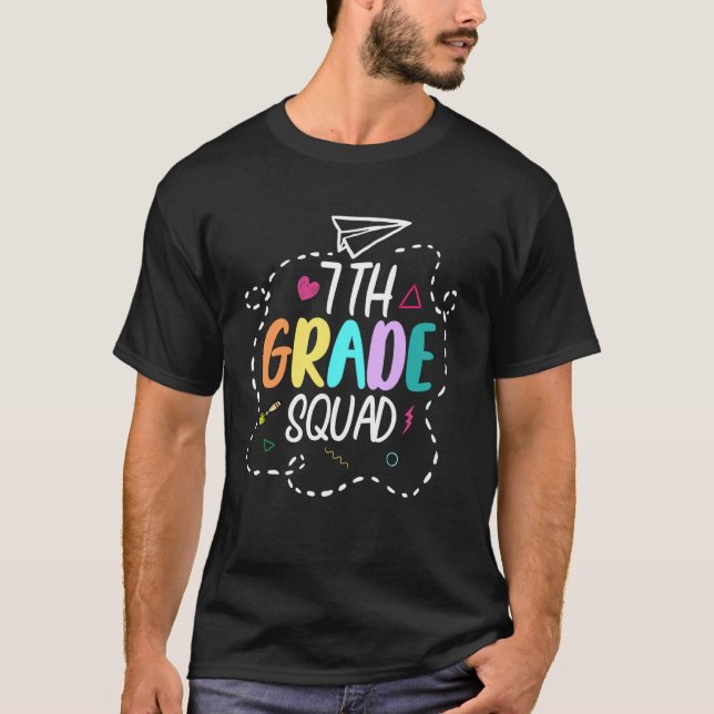 Camiseta Equipe da 7ª Série Professor Aluno de volta às aul (Frente)