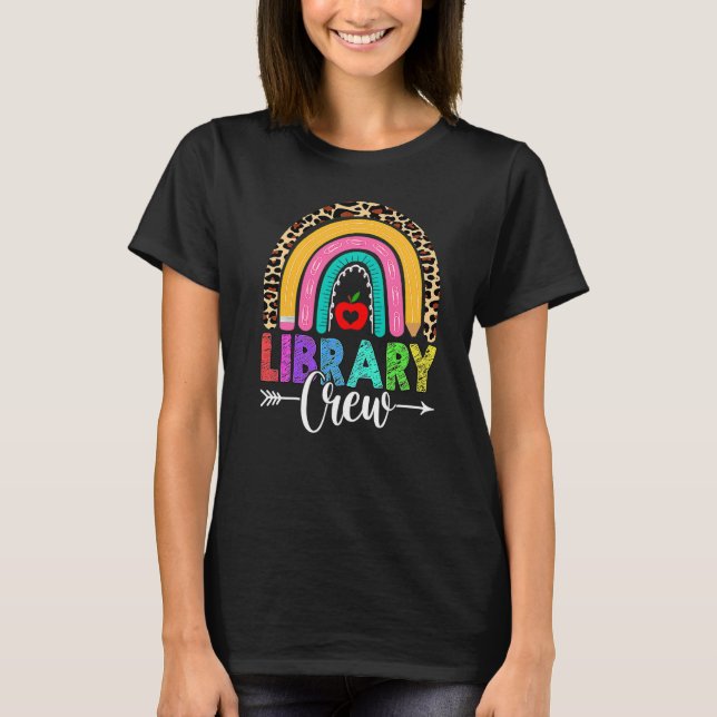 Camiseta Equipe Da Biblioteca Leopardo Arco-Íris  Professor (Frente)