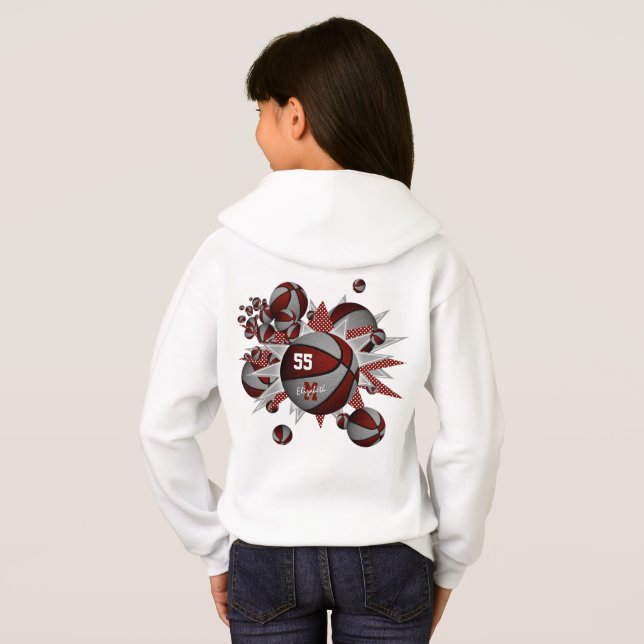 Camiseta equipe da cinza de maroon colorido meninas estrela (Parte Traseira Completa)