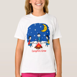 Camiseta Equipe da Fogueira Cena Noturna de Giz Infantil