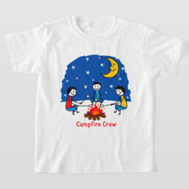 Camiseta Equipe da Fogueira Cena Noturna de Giz Infantil