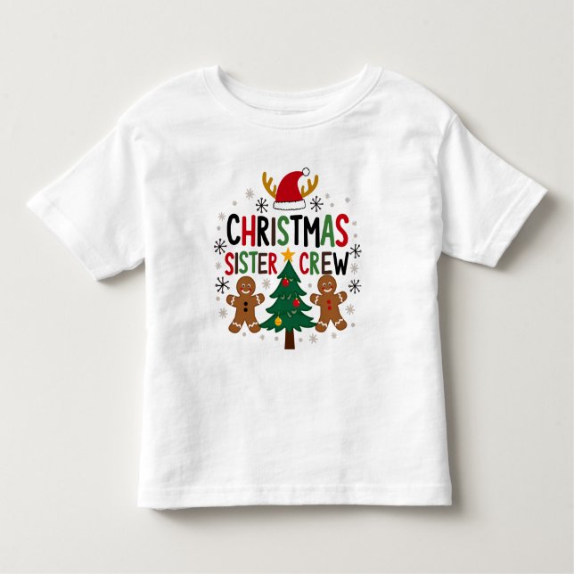 Camiseta Equipe da Irmã de Natal Amigos de Gengibre Festivo (Frente)