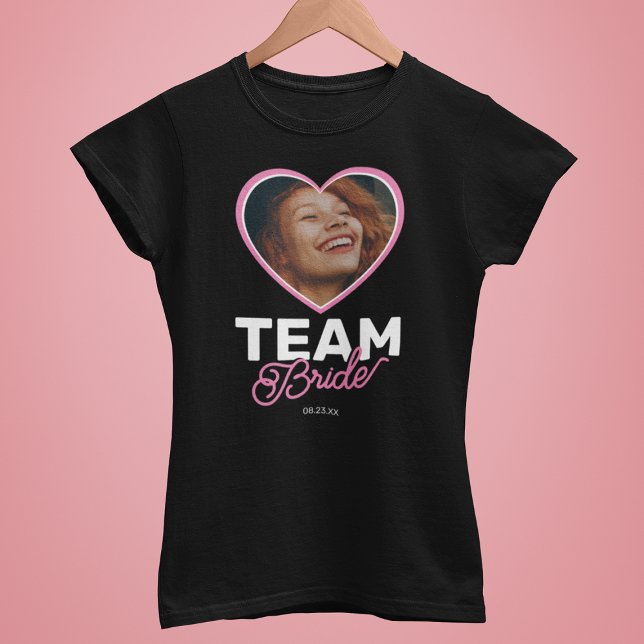 Camiseta Equipe da Noiva Moderna Coração Foto (Criador carregado)