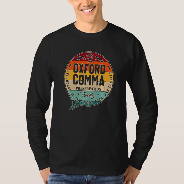Camiseta Equipe da Oxford Comma Preserve Society Oxford (Frente)