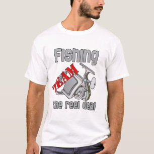 Camiseta Equipe da pesca que pesca o negócio do carretel