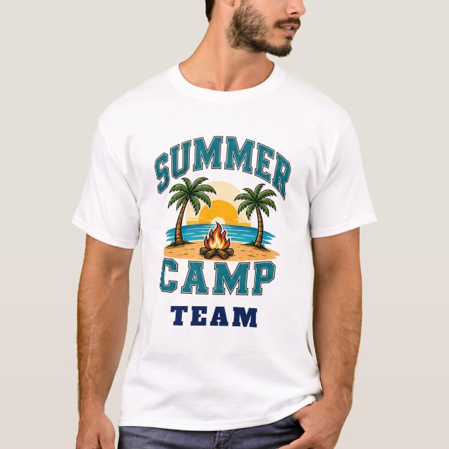 Camiseta ☀️ Equipe de Acampamento de Verão Tipografia 👕 (Frente)