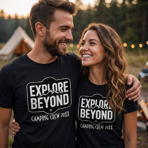 Camiseta Equipe de Acampamento Personalizado Explore Beyond