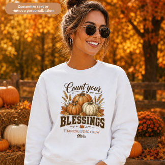 Camiseta Equipe de Ação de Graças Conte Suas Bênçãos Mulher