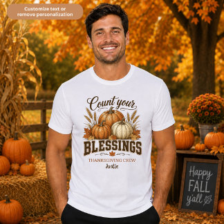 Camiseta Equipe de Ação de Graças Conte Suas Bênçãos Unisex