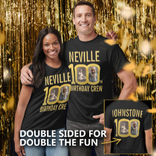 Camiseta equipe de aniversário de 100 anos com nome persona