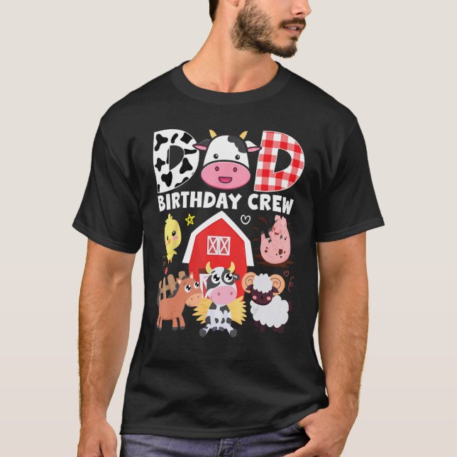 Camiseta Equipe de Aniversário do Papai Vaca Tema de Fazend (Frente)