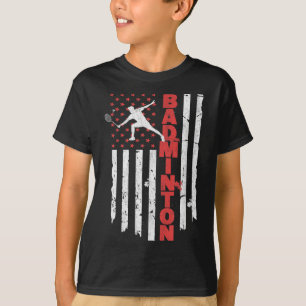 Camiseta Equipe de Badminton Bandeira Americana EUA Badmint