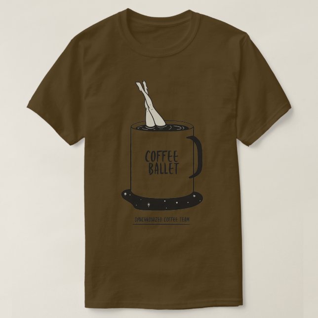 Camiseta Equipe de balé de natação Sincronizada com Café (Frente do Design)