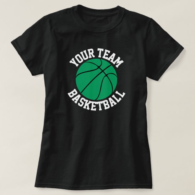Camiseta Equipe de basquete verde, jogador, número de mulhe (Frente do Design)