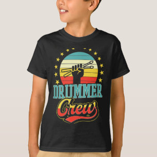 Camiseta Equipe de Baterista Divertido Tórrido Retro Estilo