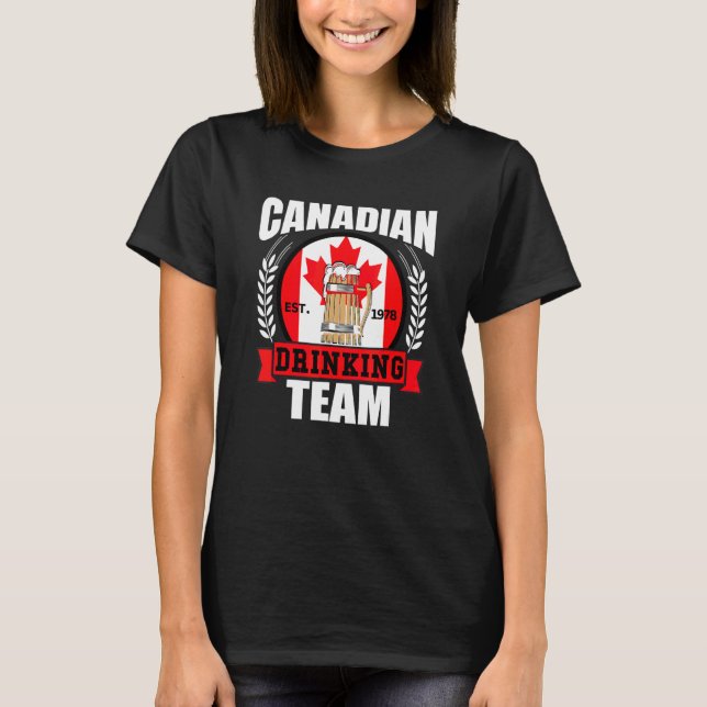 Camiseta Equipe de Bebedores Canadenses   Bandeira do Canad (Frente)