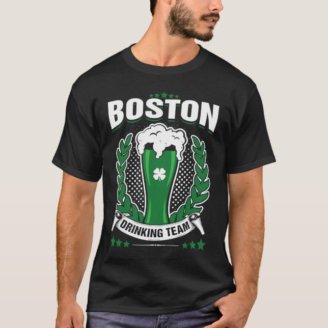 Camiseta Equipe de Bebedores de Boston Dia de São Patrício (Frente)