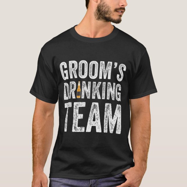 Camiseta Equipe de Bebedores do Noivo Divertida Despedida d (Frente)