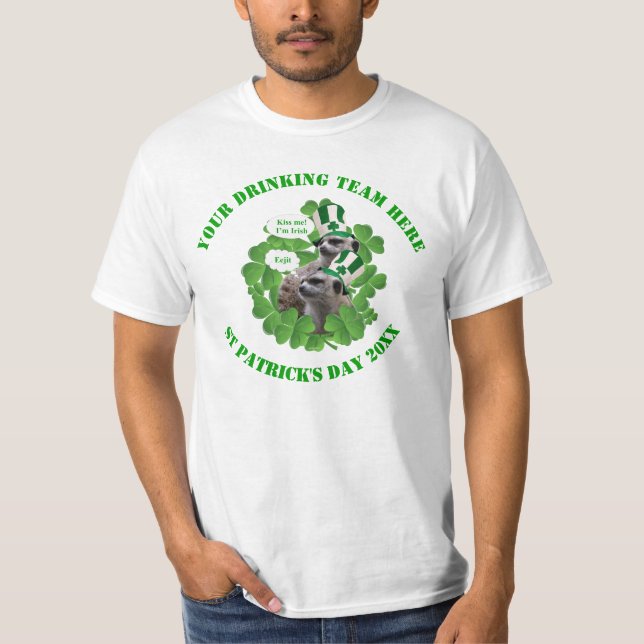 Camiseta Equipe de bebendo de meerkat irlandesa engraçada (Frente)