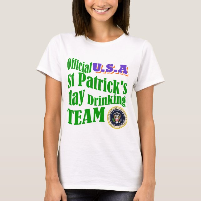 Camiseta Equipe de bebendo de Patrick, Rua dos EUA (Frente)