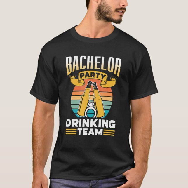 Camiseta Equipe de Bebida da Festa de Despedida de Solteiro (Frente)