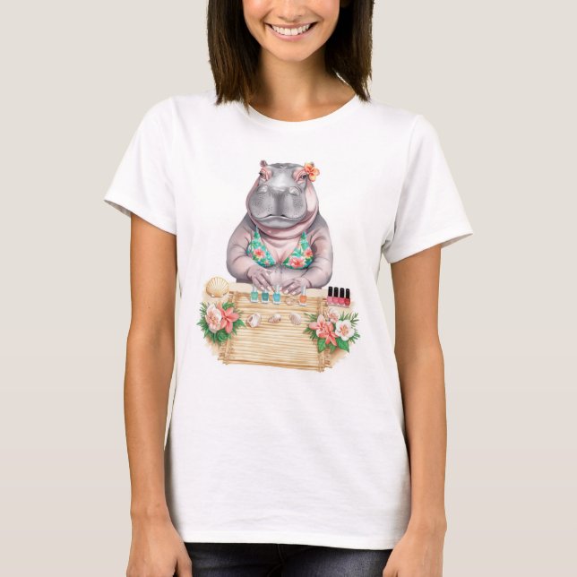 Camiseta Equipe de Beleza Costeira de Manicure  (Frente)