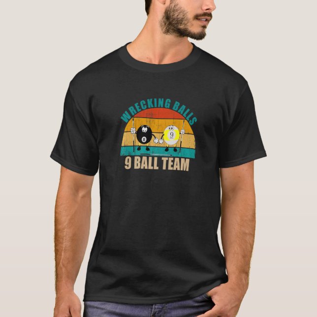 Camiseta Equipe de bilhar bola 8 9 engraçada bolas destruid (Frente)