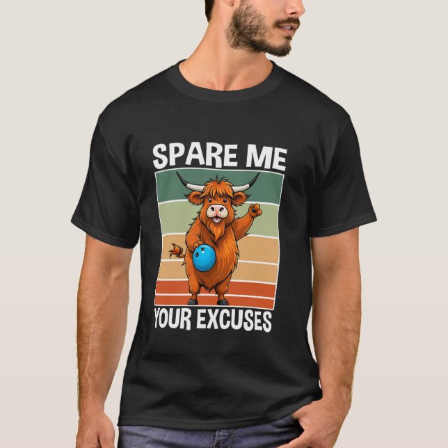 Camiseta Equipe de Boliche de Vaca Jogador de Boliche Sem E (Frente)