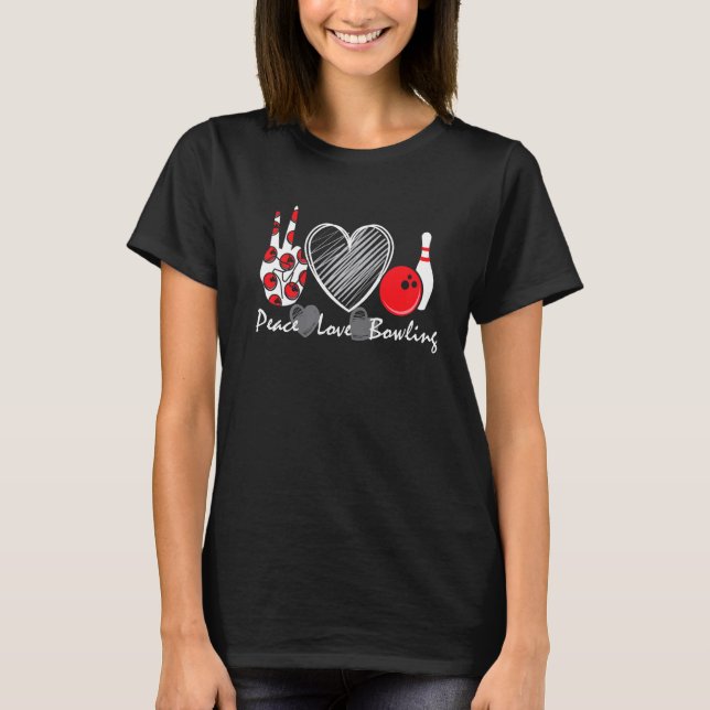 Camiseta Equipe de Boliche Peace Love (Frente)