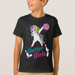 Camiseta Equipe de Boliche Unicórnio Gutter Girls Noite da
