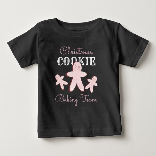 Camiseta Equipe de Bolinhos de Natal com Gengibre Rosa    (Frente)