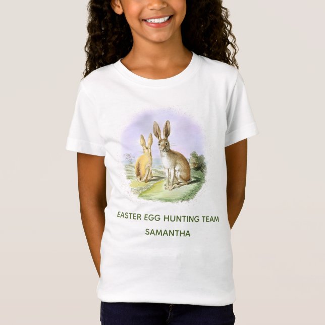 Camiseta Equipe de caça a ovos de Páscoa personalizada Bunn (Frente)