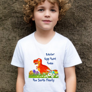 Camiseta Equipe de Caça aos Ovos de Páscoa de Dinossauro