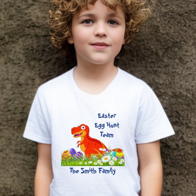 Camiseta Equipe de Caça aos Ovos de Páscoa de Dinossauro  (Criador carregado)