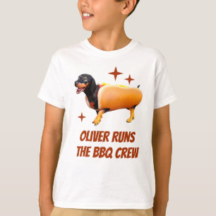 Camiseta Equipe de Churrasco Dachshund Personalizada, Cacho