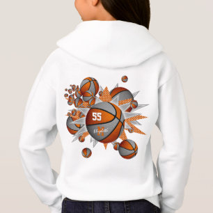 Camiseta Equipe de cinza de laranja da menina cola bolas de