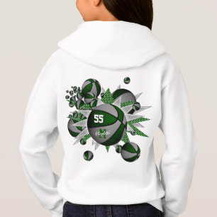 Camiseta Equipe de cinza verde da menina cola bolas de basq