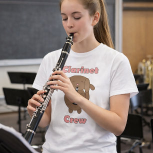 Camiseta Equipe de Clarinete Cachorro Marrom Engraçado
