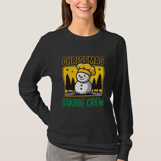 Camiseta Equipe de Confeitaria de Natal Boneco de Neve Desi (Frente)