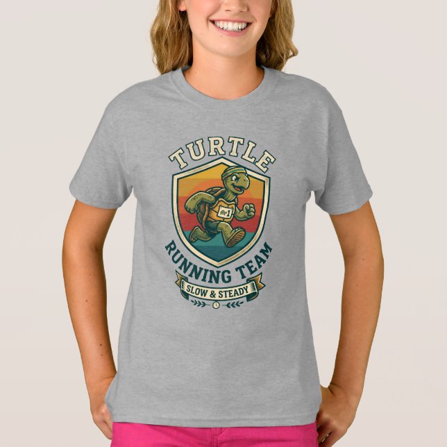 Camiseta Equipe de corrida de tartaruga corredor lento cons (Frente)