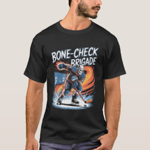 Camiseta Equipe de crânio de hóquei no gelo Verificação óss